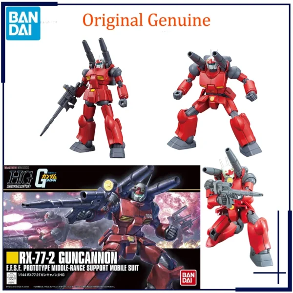 Bandai Anime GUNDAM RX-77-2 GUNCANNON HG 1/144 Genuine Assembly Model Toys Action Figure Gifts Collectible Ornaments Boys Kids