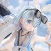 Anime Chibi-Style Figure - in Bikini with Bunny Ears & Lifebuoy, Blue-Haired Collectible Statue with Poseable Accessory (Goggles) for Party, Gift for Anime Fans, PVC Doll, Anime Figure Woman, Naughty Anime Figurine, Anime Character Figures, Removable Clot