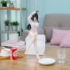 Anime Figure Collectible Model - Chibi-Style Dynamic Pose with White Outfit & Black Hair, Non-Bendable Poseable Base, Detailed Manga Character Statue for Desktop Display, Game Room Decor, Gift for Anime Fans, Action Figure, Action Figure Anime, Anime Acti